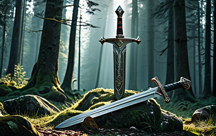 **

"A majestic sword, Excalibur, embedded in a large stone, bathed in soft light in a mystical forest clearing. The sword is intricately detailed with ancient runes, fully clothed figures in medieval attire gather around in awe, appropriate content, safe for work, perfect anatomy, natural proportions, family-friendly scene, professional illustration, high quality."

**