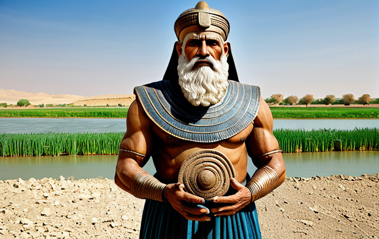 **Prompt:** Enki, the Sumerian god of wisdom, depicted as a wise mentor, fully clothed in ancient Mesopotamian attire, teaching humans agriculture near the Euphrates River, appropriate content, safe for work, professional, perfect anatomy, natural proportions.