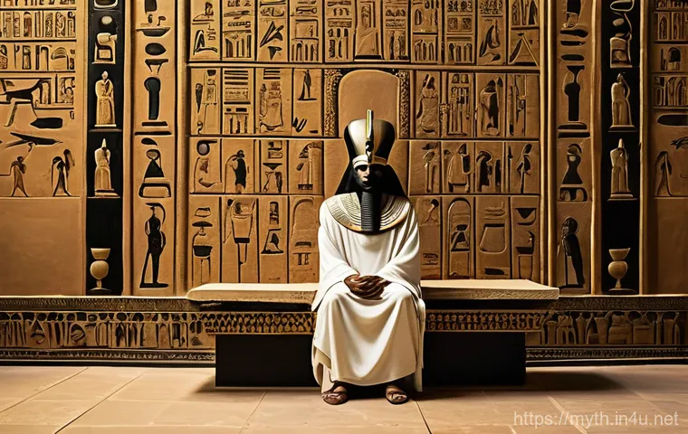 오시리스와 죽음의 신 - **Image Prompt 1: The Judgment of Osiris**
"A majestic and solemn depiction of Osiris, seated on...