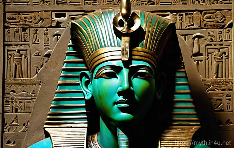 오시리스와 죽음의 신 - **Image Prompt 2: Osiris, God of Fertility and Renewal**
    "Osiris standing majestically amidst a ...