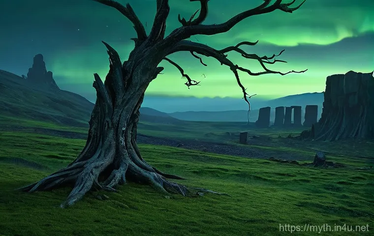 노르드 신화의 라그나로크 - **Prompt 2: Odin's Fateful Confrontation with Fenrir**
    A dramatic, close-up scene featuring Odin...