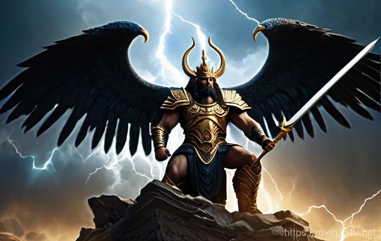 마르두크와 바벨론 창세 신화 - **Prompt:** A majestic, ancient scene depicting the primordial chaos from Babylonian myth. At the ce...